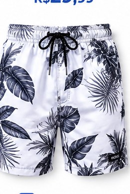 Bermuda Branca Folhas